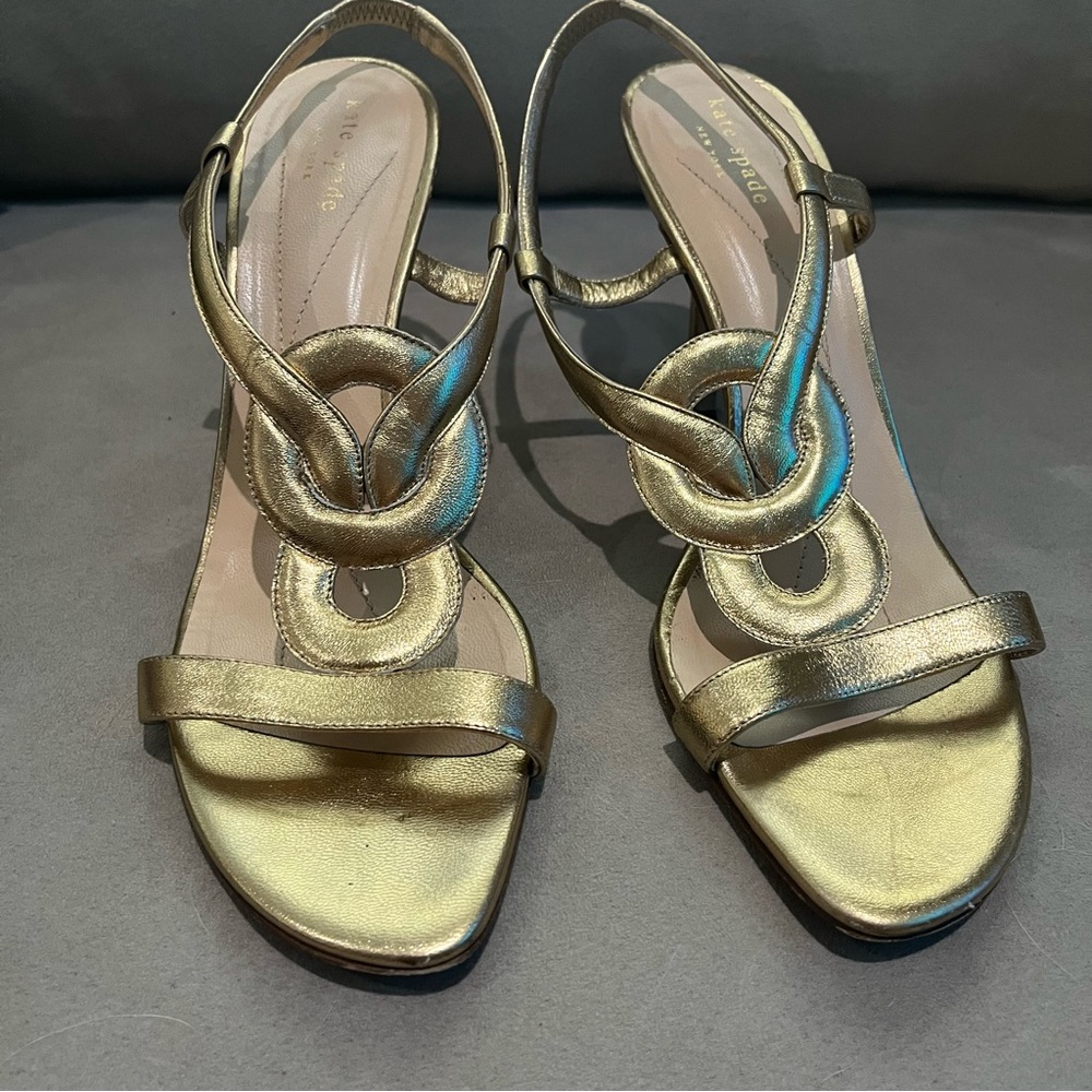 Kate Spade Gold Gladiator Slingbacks 10 B